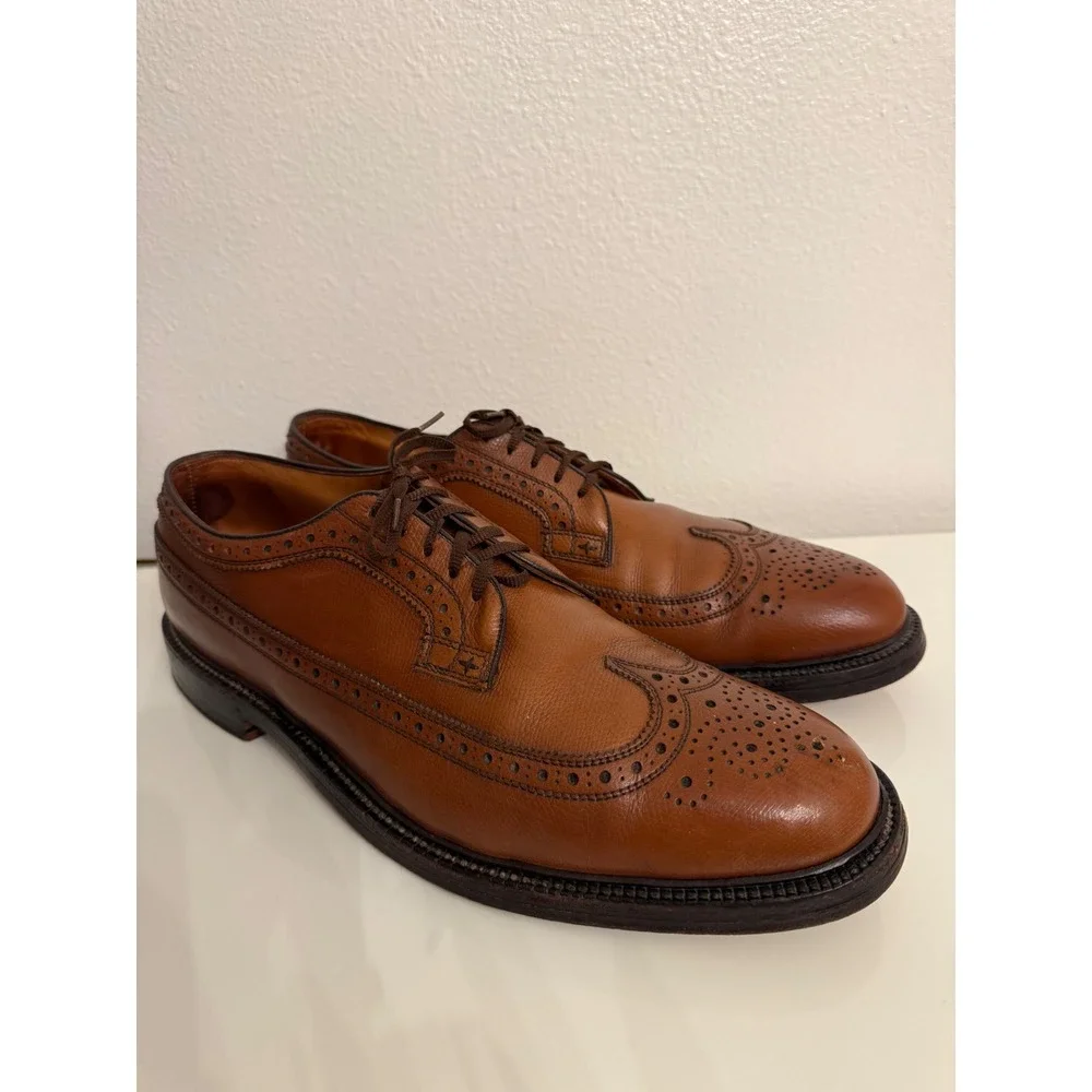 Nettleton Vintage Brown Pebble Grain Leather Wingtip Brogue Derby Shoes 13 C